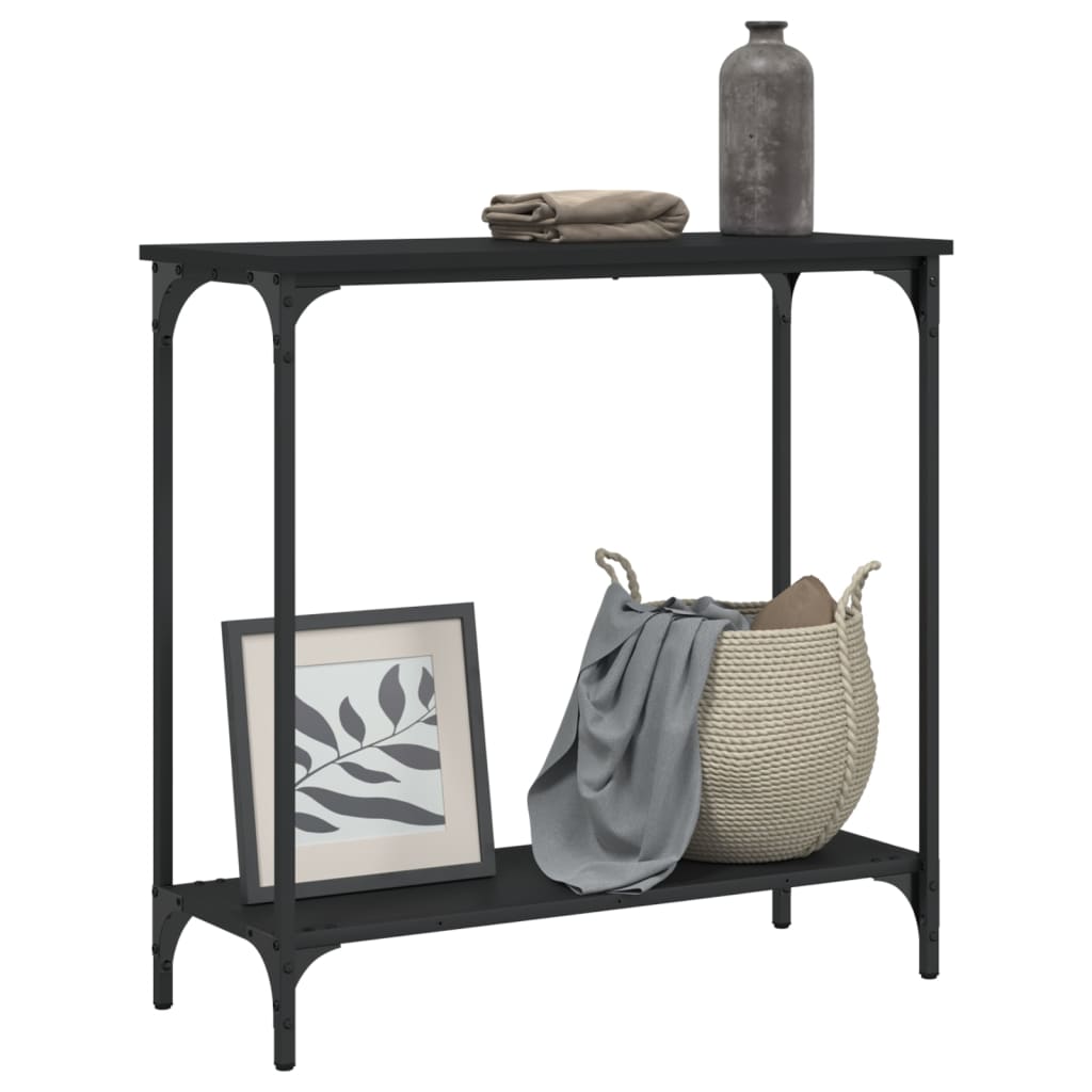 Console table black 75x30.5x75 cm engineered wood