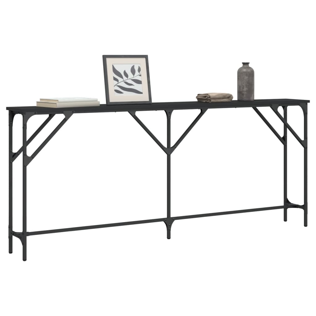 Console table black 180x23x75 cm engineered wood