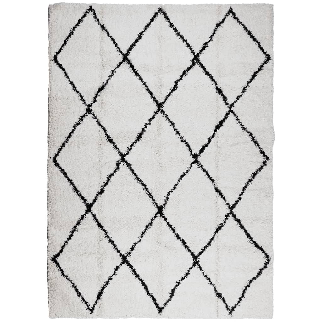 PAMPLONA long pile modern rug cream & black 200x280 cm