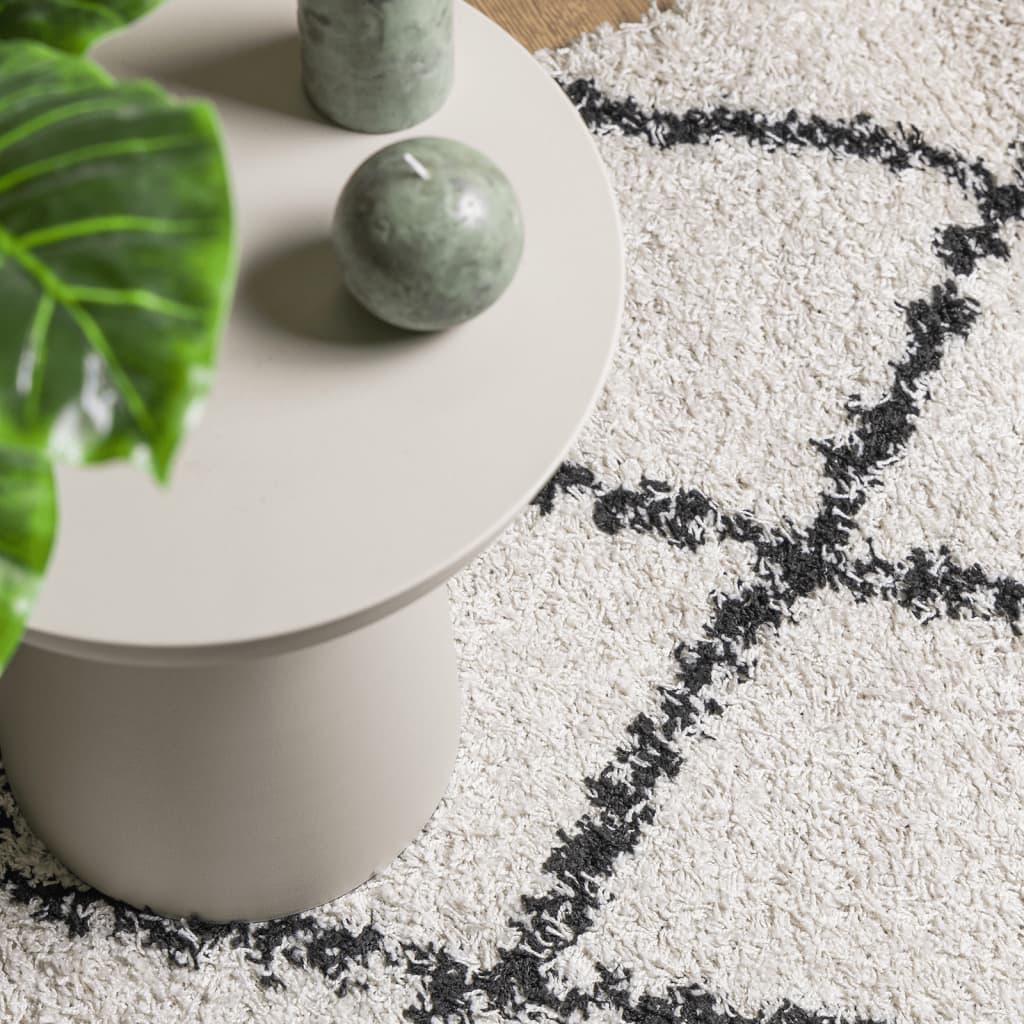 PAMPLONA long pile modern rug cream & black 200x280 cm