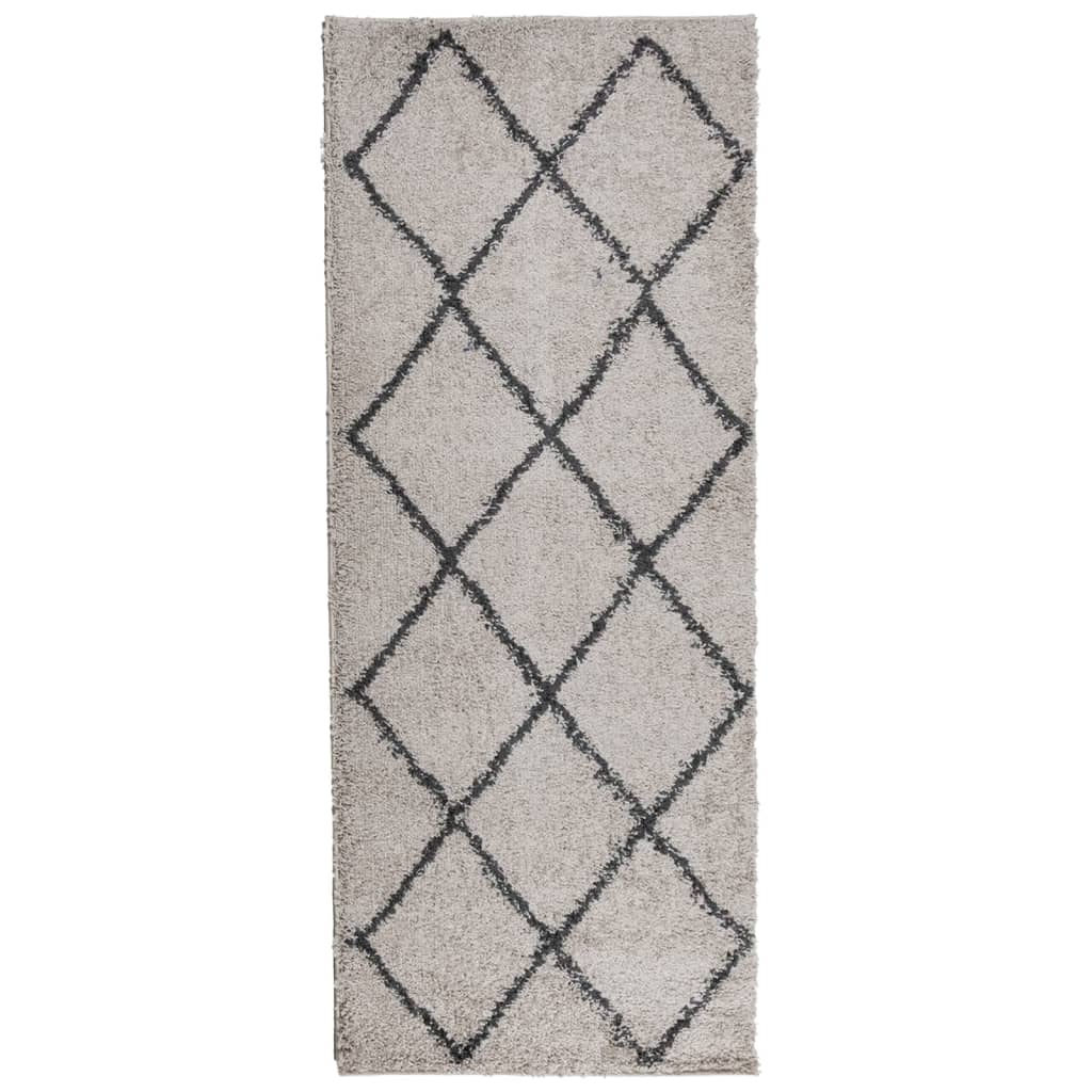 PAMPLONA long pile modern rug beige & anthracite 80x200 cm