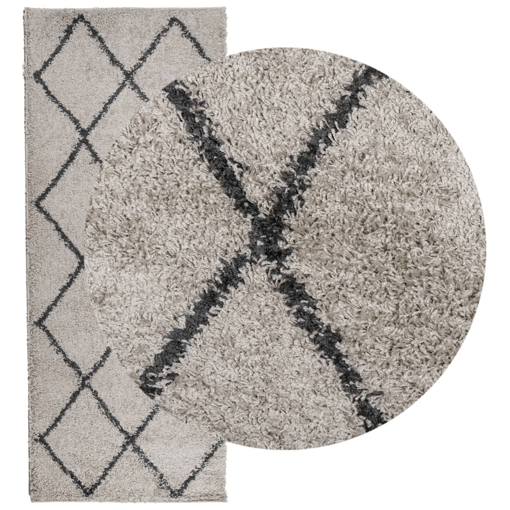 PAMPLONA long pile modern rug beige & anthracite 80x200 cm