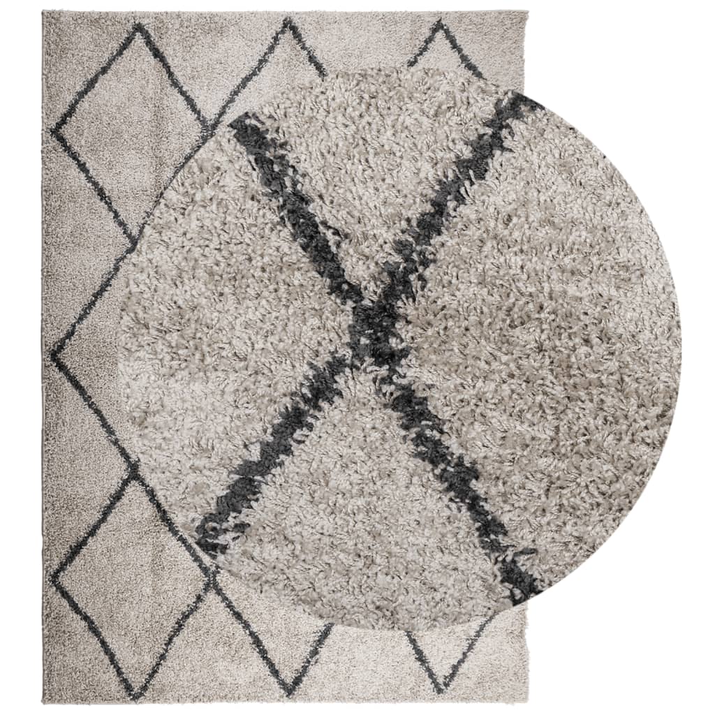 PAMPLONA long pile modern rug beige & anthracite 120x170 cm
