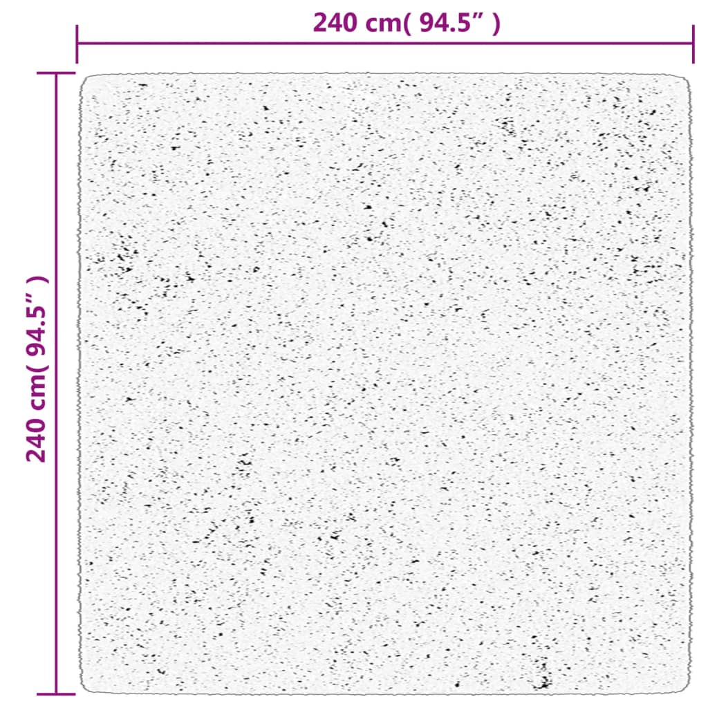 PAMPLONA long pile modern rug black & cream 240x240 cm