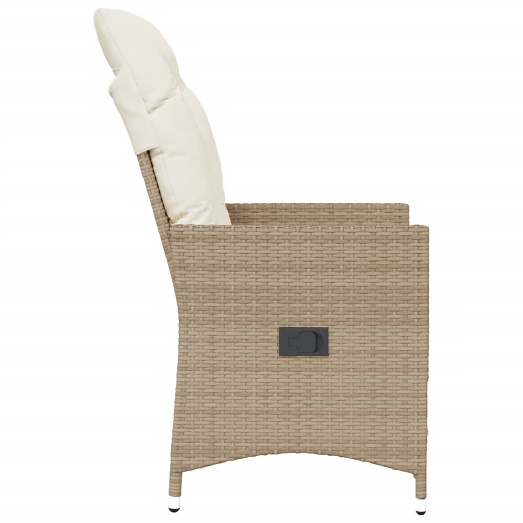 Justerbar trädgårdsstol med dynor beige konstrotting