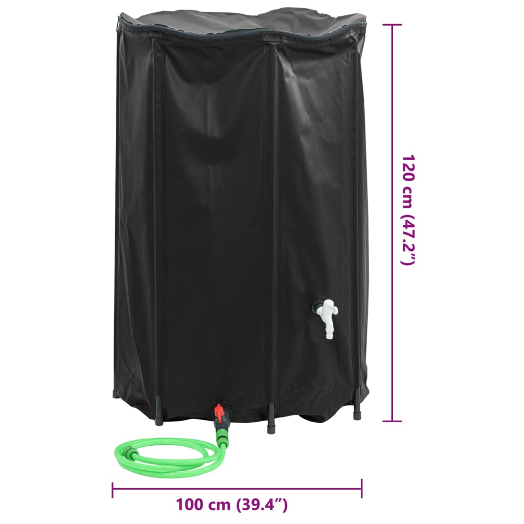 Water tank with tap foldable 1000 L PVC