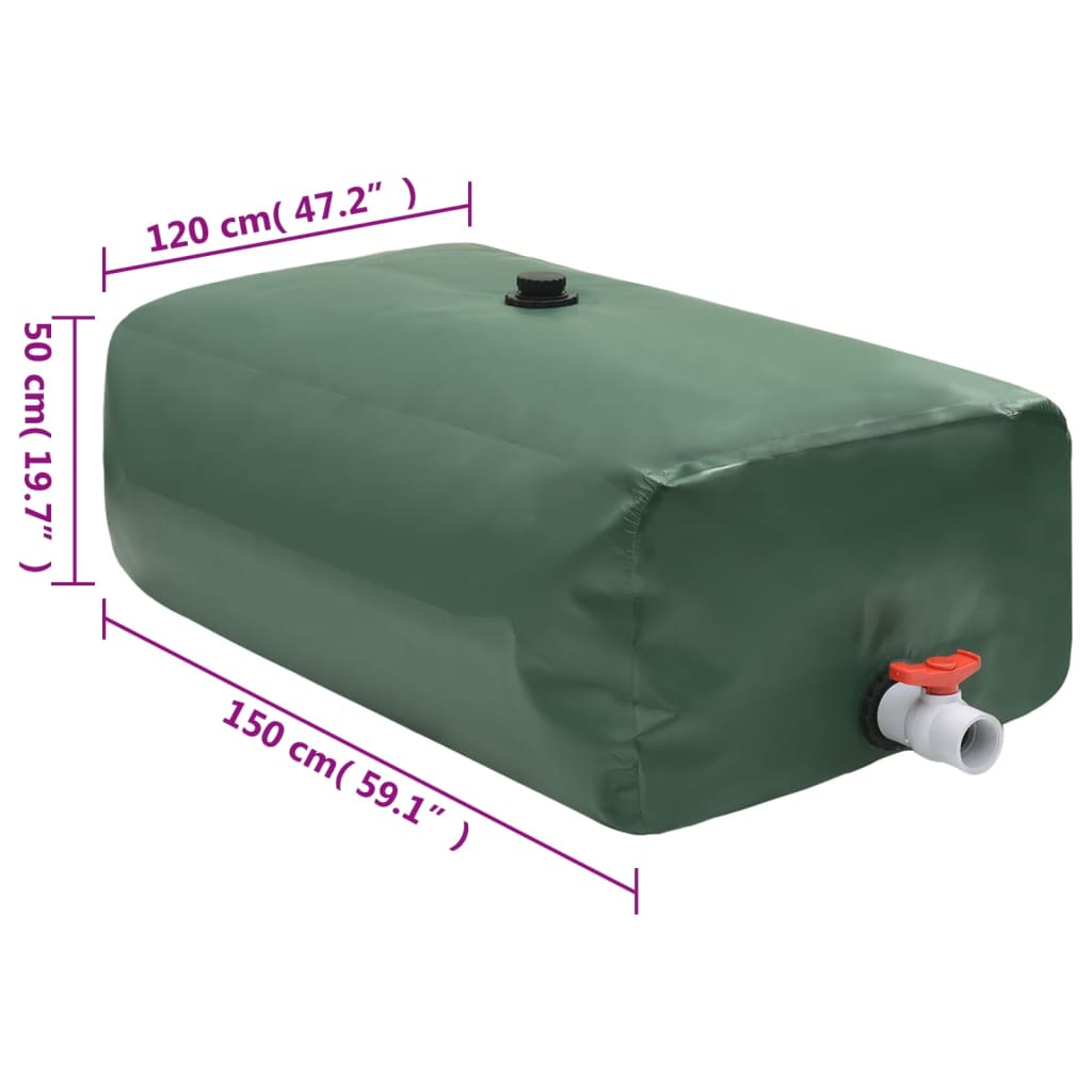 Vattentank med kran vikbar 1000 L PVC