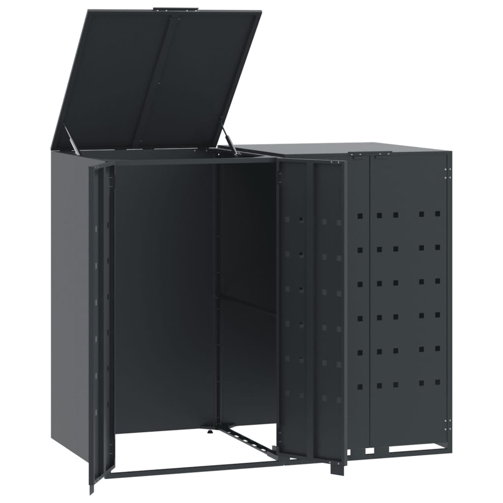 Skjul för sopkärl för 2 platser antracit 138x79x117 cm stål