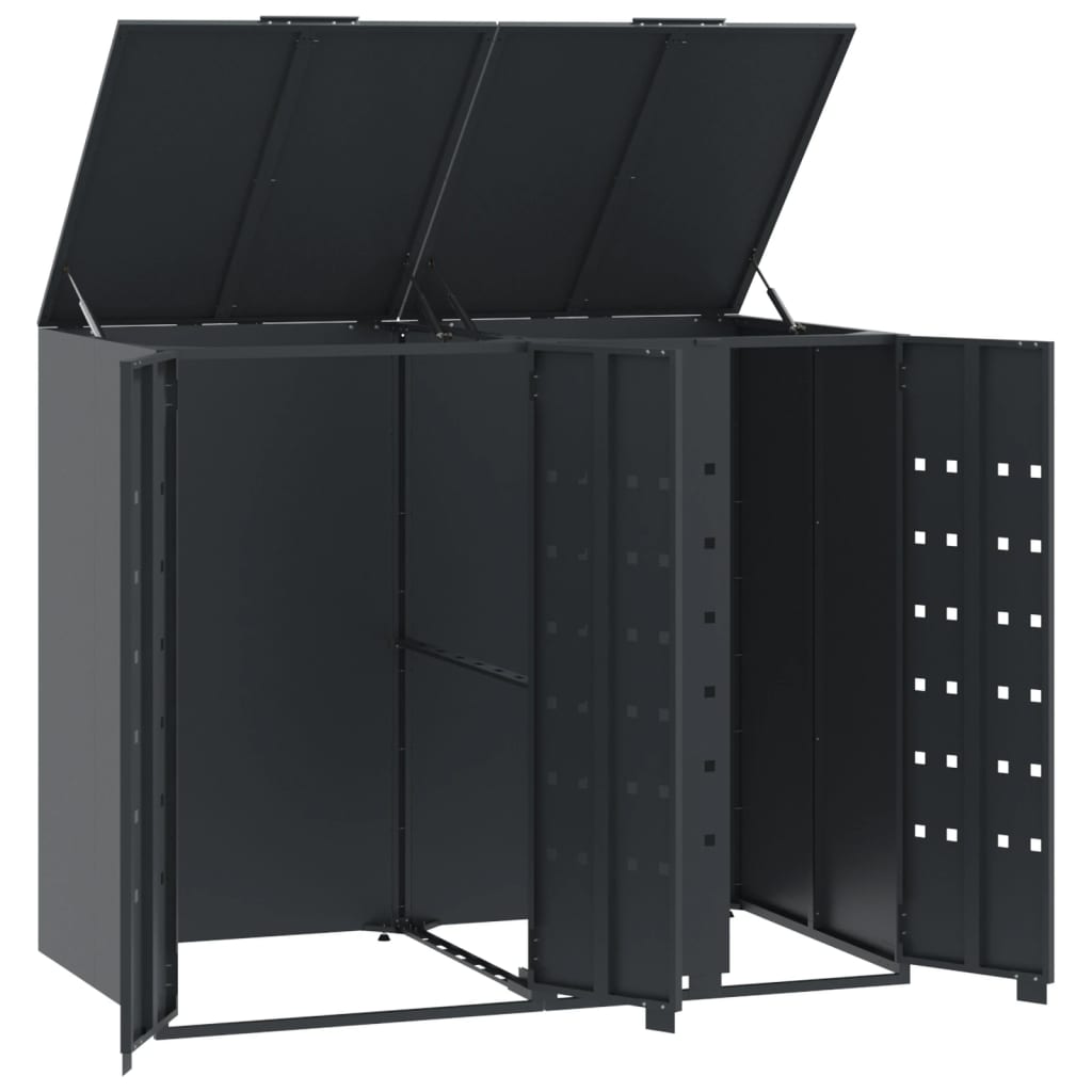 Skjul för sopkärl för 2 platser antracit 138x79x117 cm stål