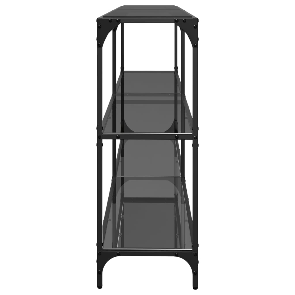 Konsolbord med svart glasskiva 194,5x30x81 cm stål