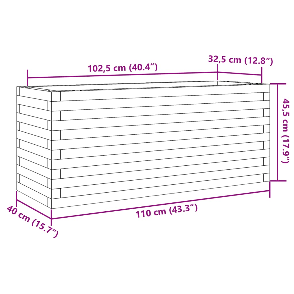 Odlingslåda 110x40x45,5 cm impregnerat furu