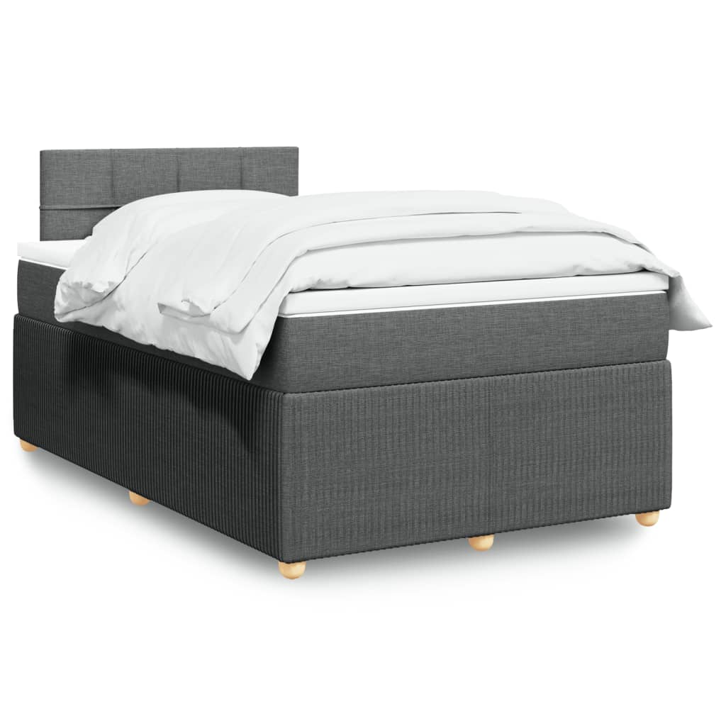 Frame bed with mattress dark grey 120x200 cm fabric