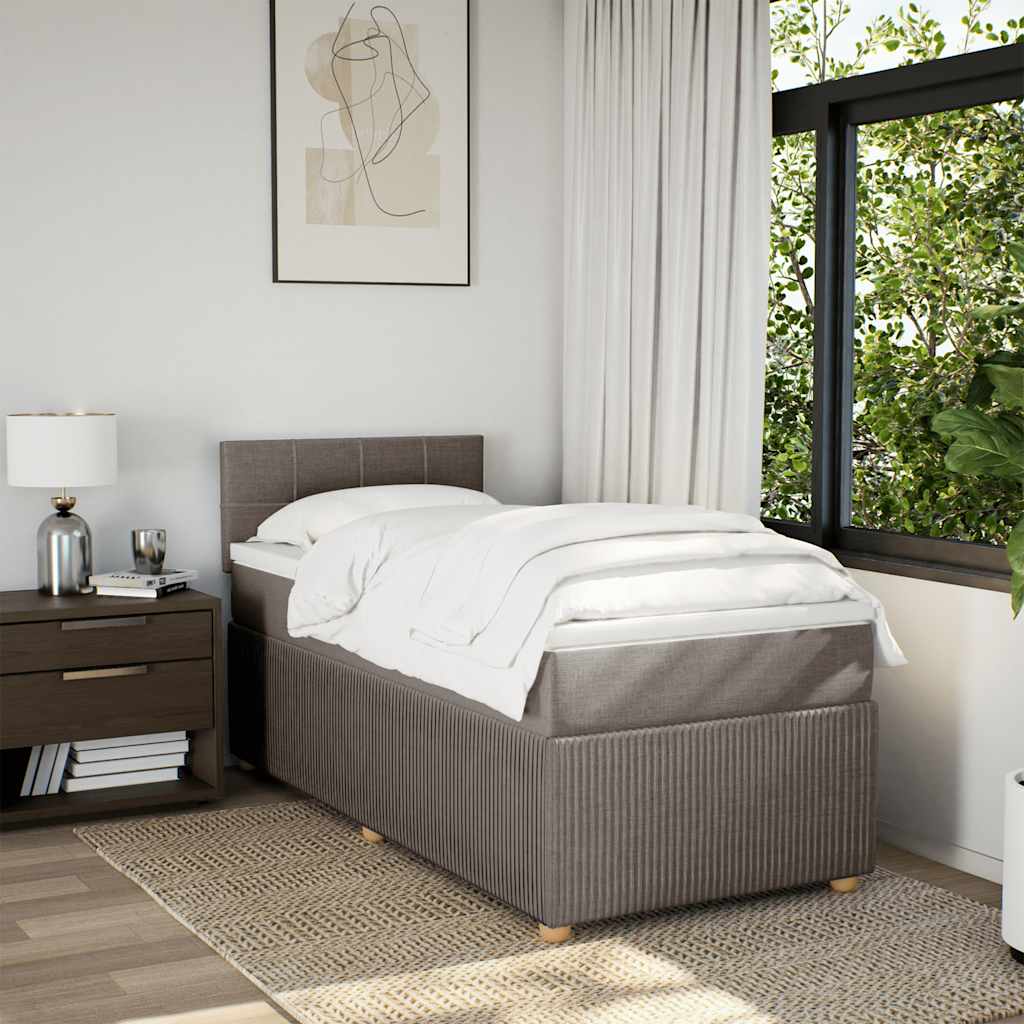 Ramsäng med madrass taupe 100x200 cm tyg