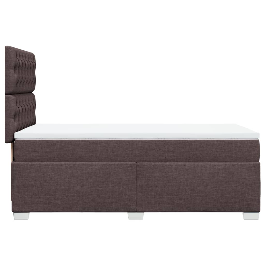 Ramsäng med madrass mörkbrun 100x200 cm tyg