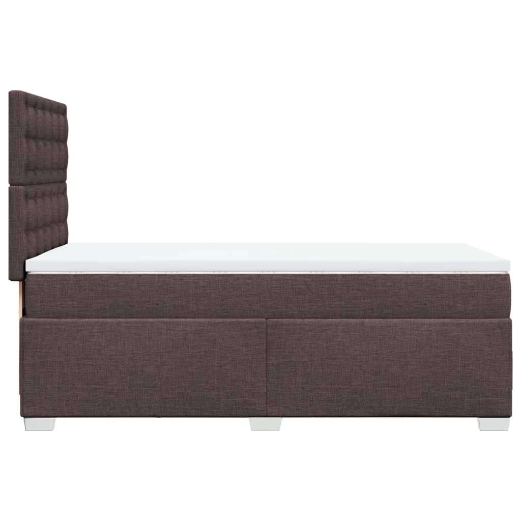 Ramsäng med madrass mörkbrun 100x200 cm tyg