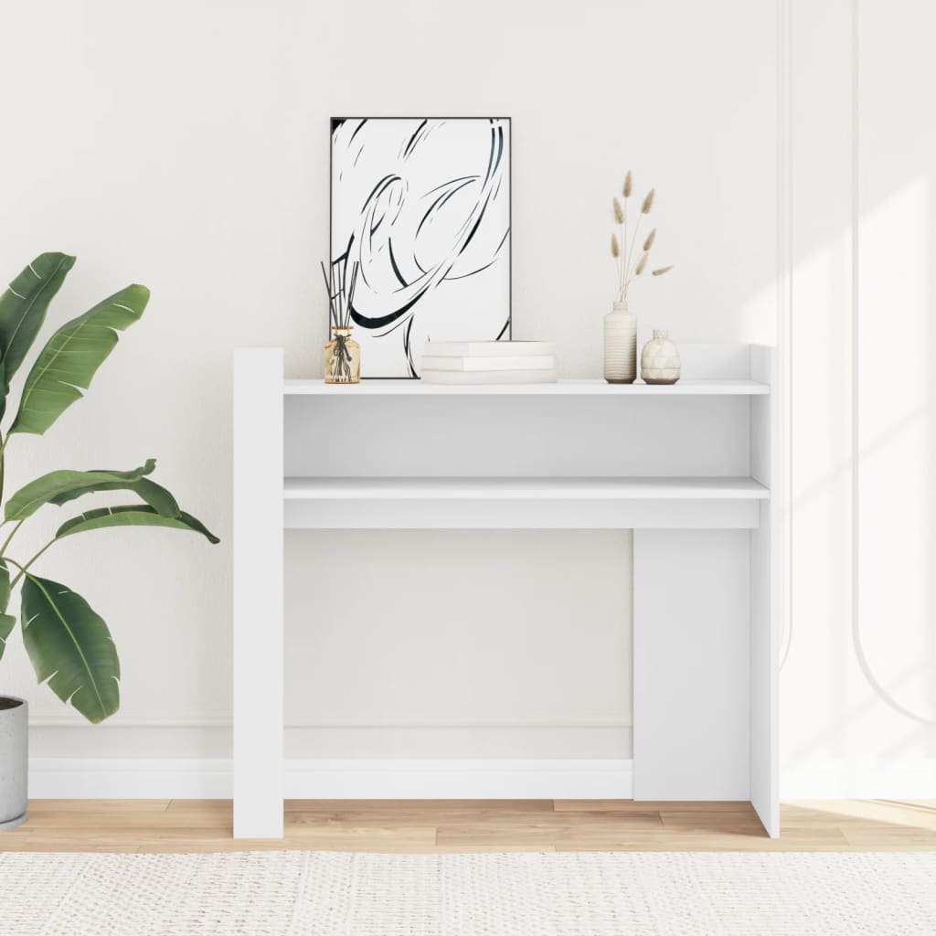 White side table 100x35x90 cm engineered wood