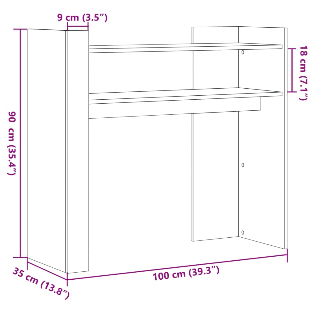 White side table 100x35x90 cm engineered wood