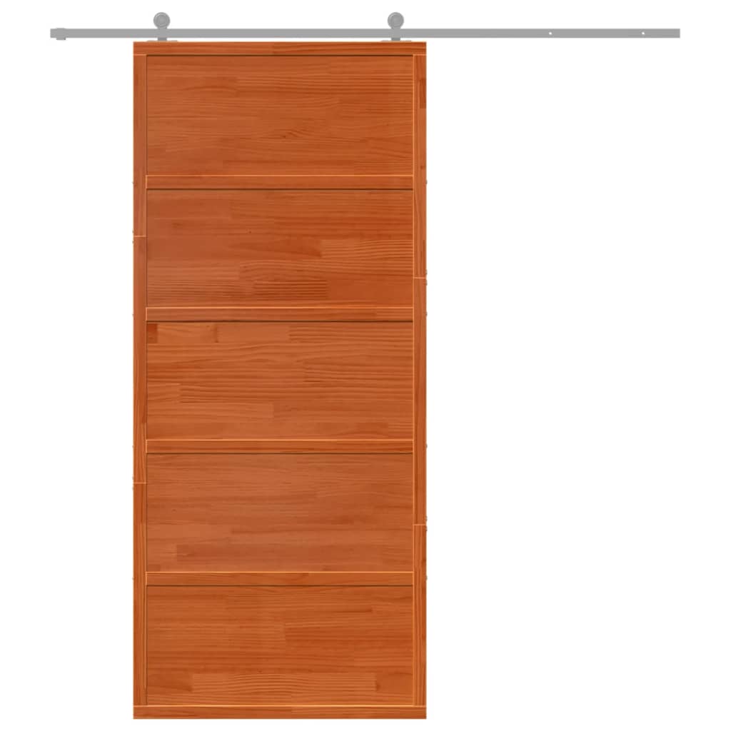 Ladugårdsdörr vaxbrun 90x208 cm massiv furu