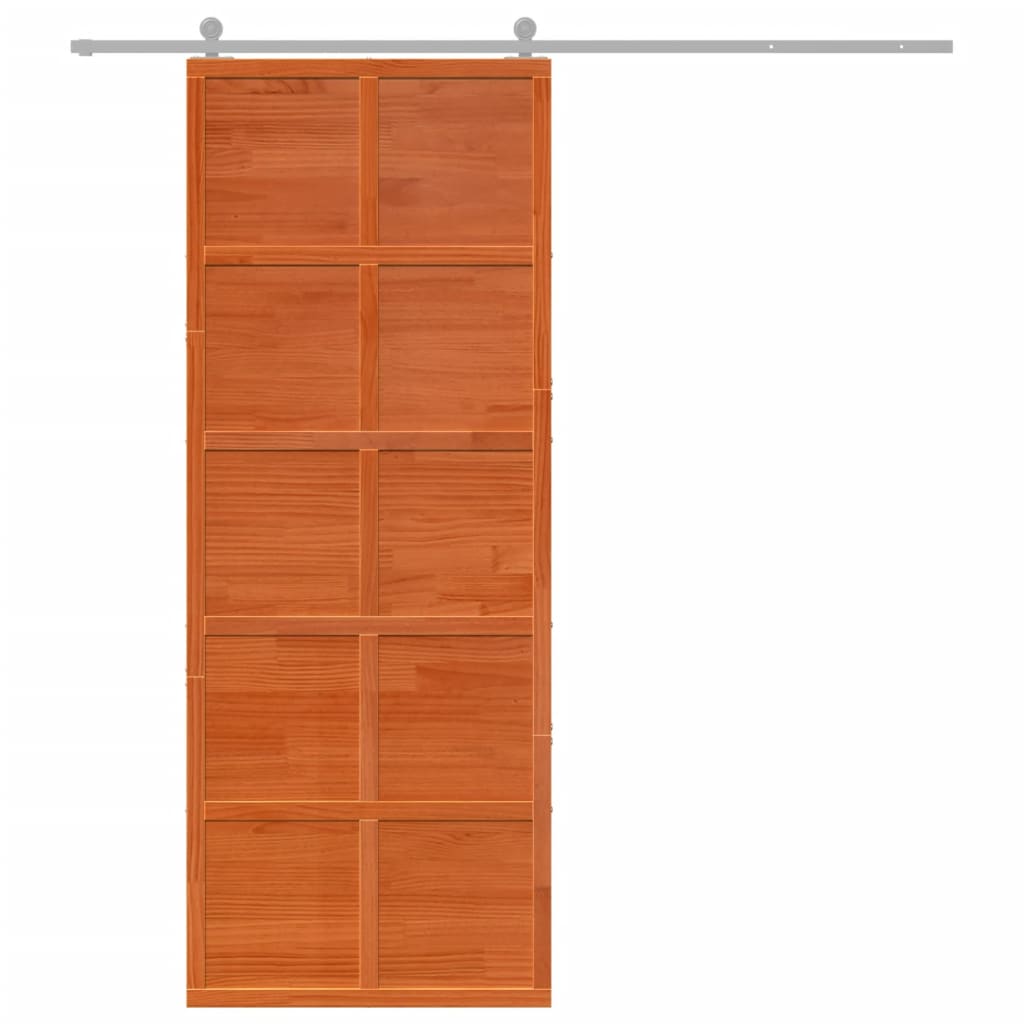 Ladugårdsdörr vaxbrun 80x208 cm massiv furu
