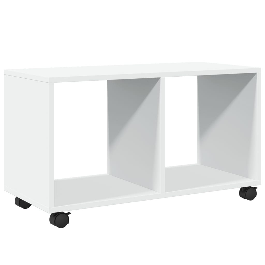 Skåp med hjul vit 72x33x42,5 cm konstruerat trä