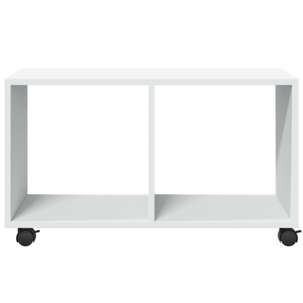 Skåp med hjul vit 72x33x42,5 cm konstruerat trä