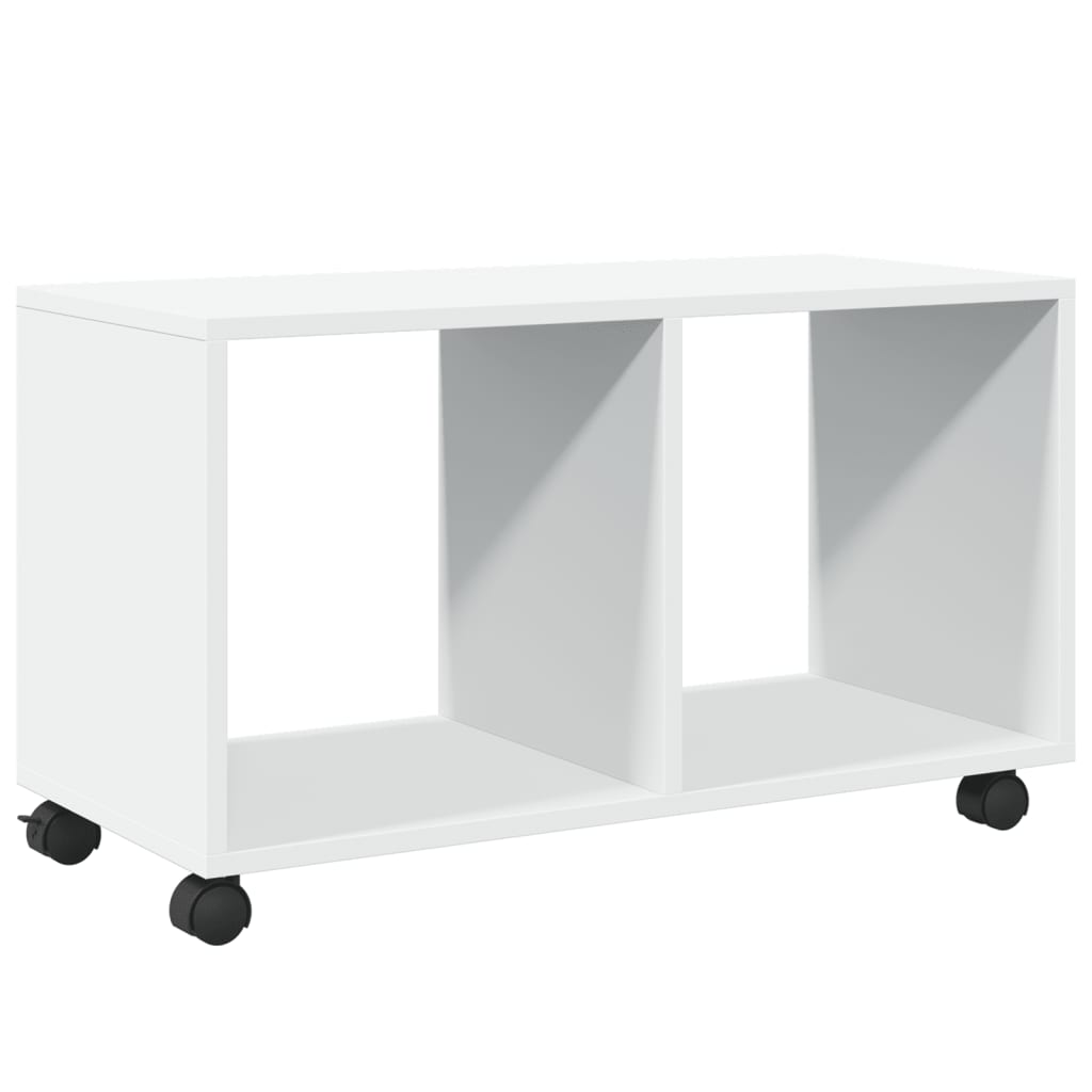 Skåp med hjul vit 72x33x42,5 cm konstruerat trä