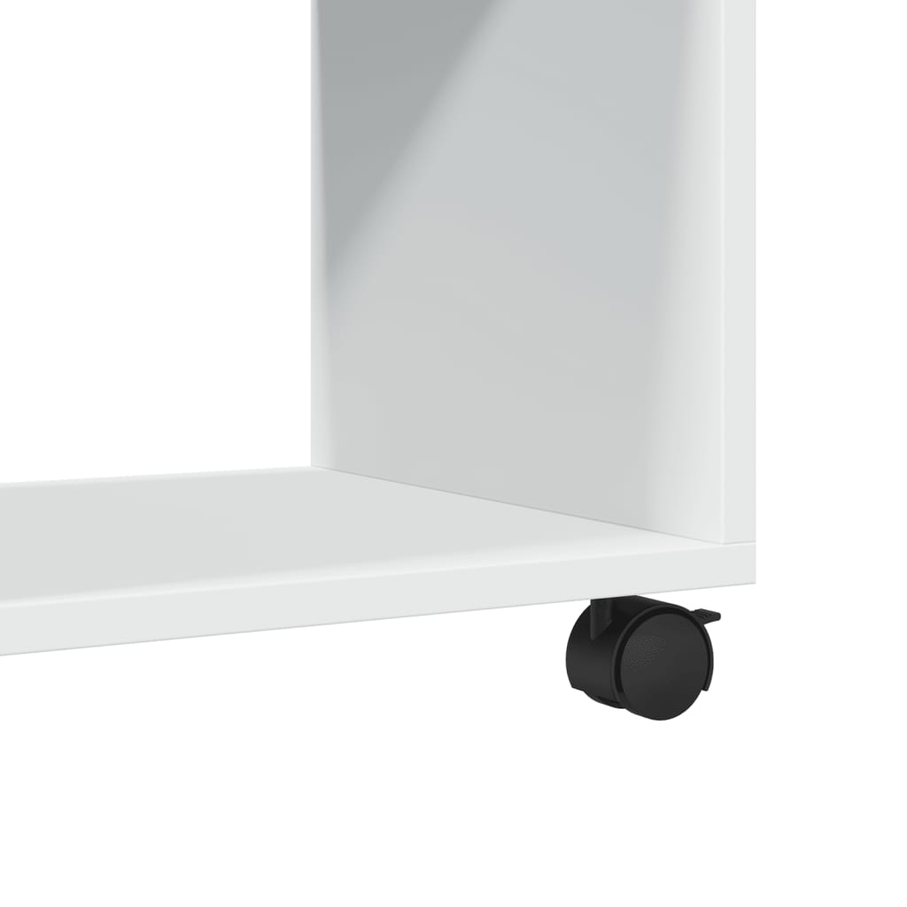 Skåp med hjul vit 72x33x42,5 cm konstruerat trä