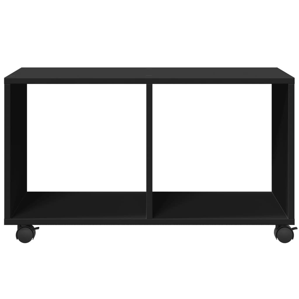 Cabinet with wheels black 72x33x42.5 cm engineered wood