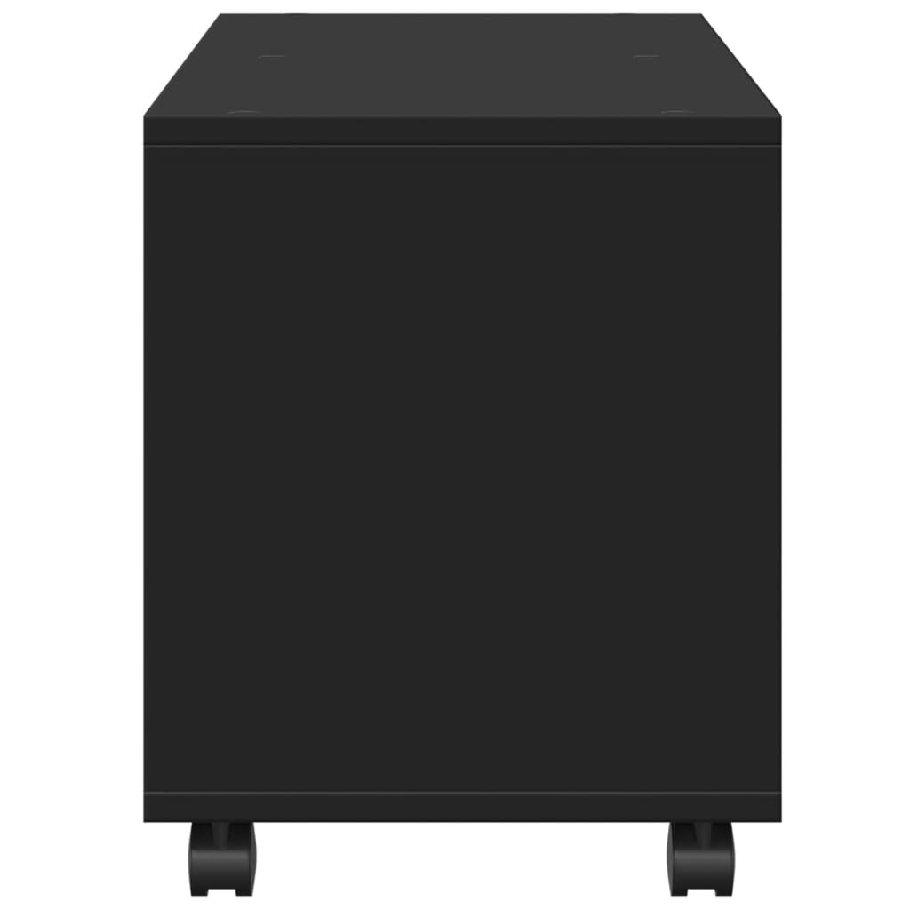 Cabinet with wheels black 72x33x42.5 cm engineered wood