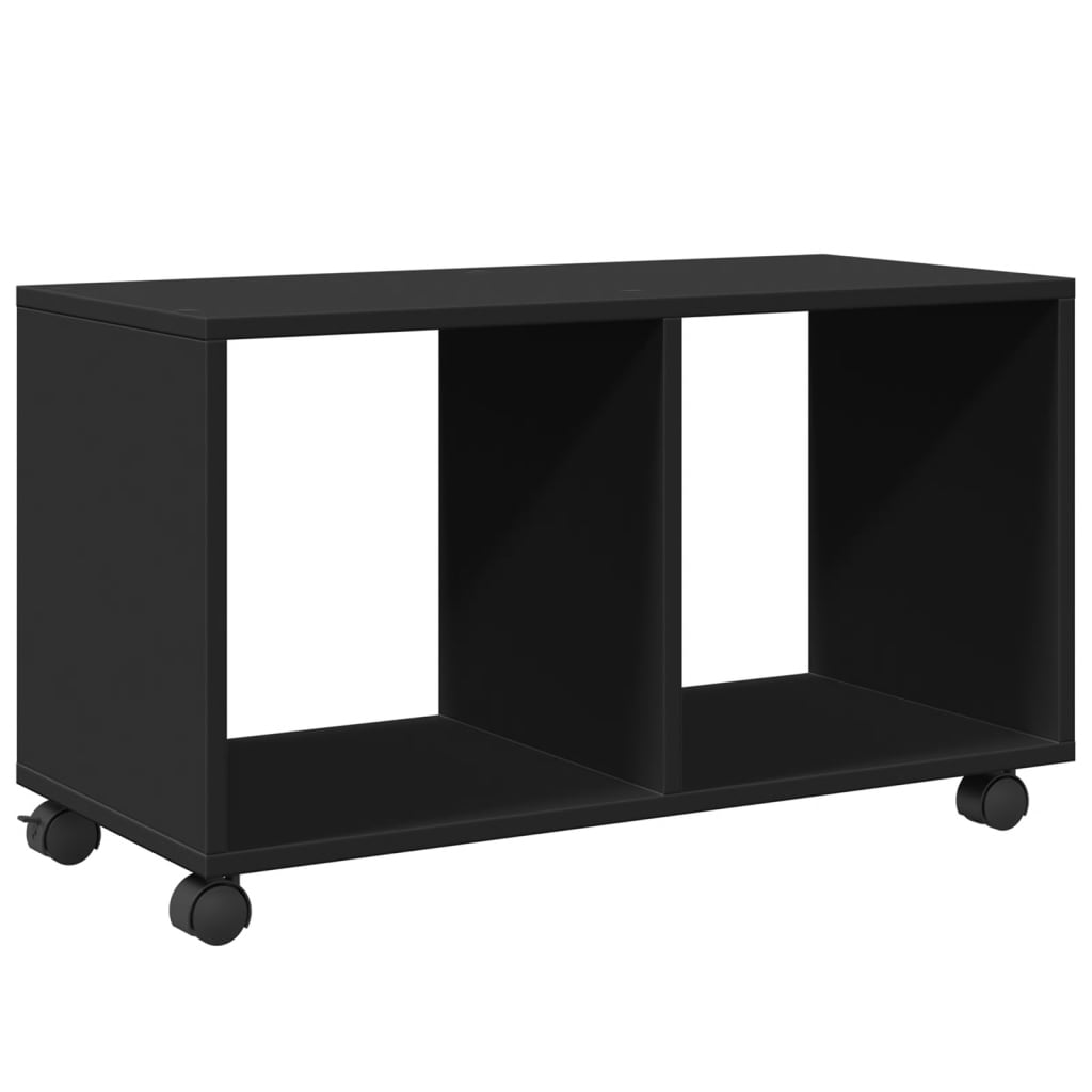Cabinet with wheels black 72x33x42.5 cm engineered wood