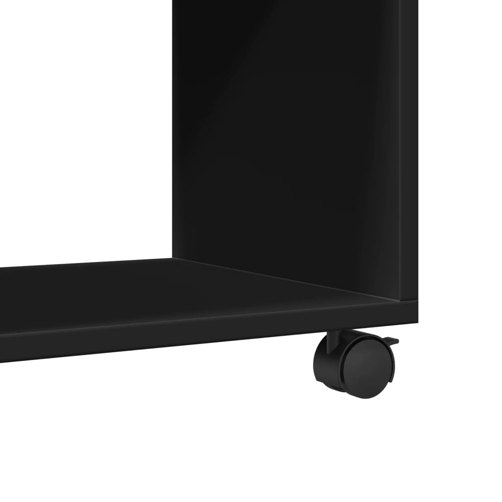 Cabinet with wheels black 72x33x42.5 cm engineered wood