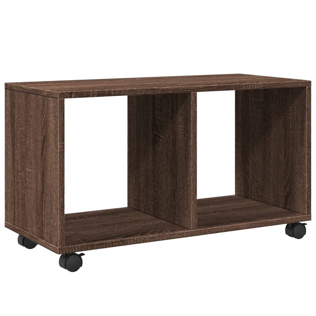 Cabinet with wheels brown oak 72x33x42.5 cm engineered wood