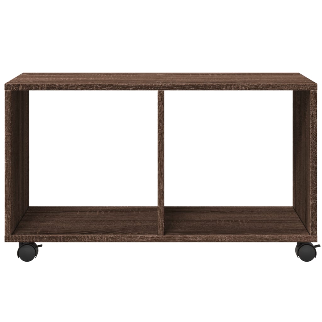 Cabinet with wheels brown oak 72x33x42.5 cm engineered wood