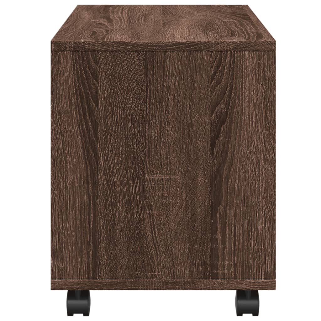 Cabinet with wheels brown oak 72x33x42.5 cm engineered wood