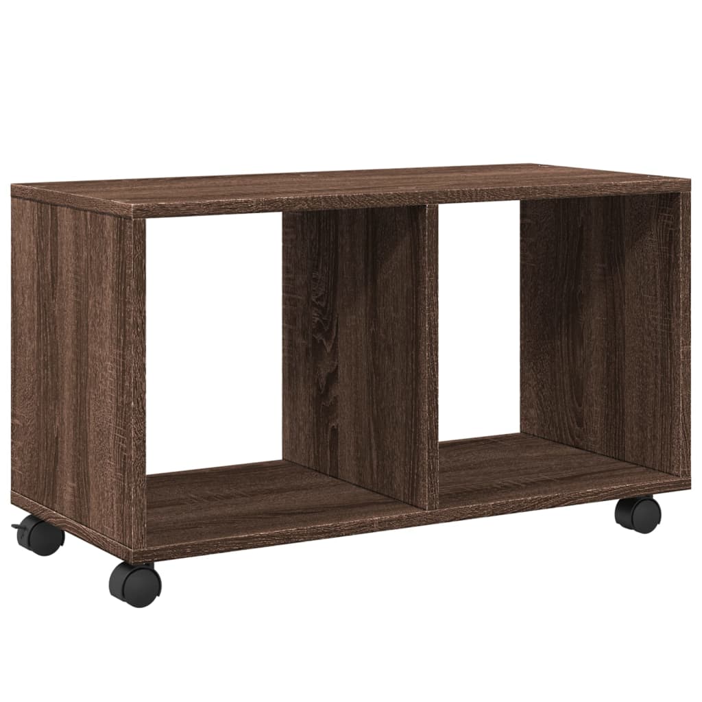 Cabinet with wheels brown oak 72x33x42.5 cm engineered wood