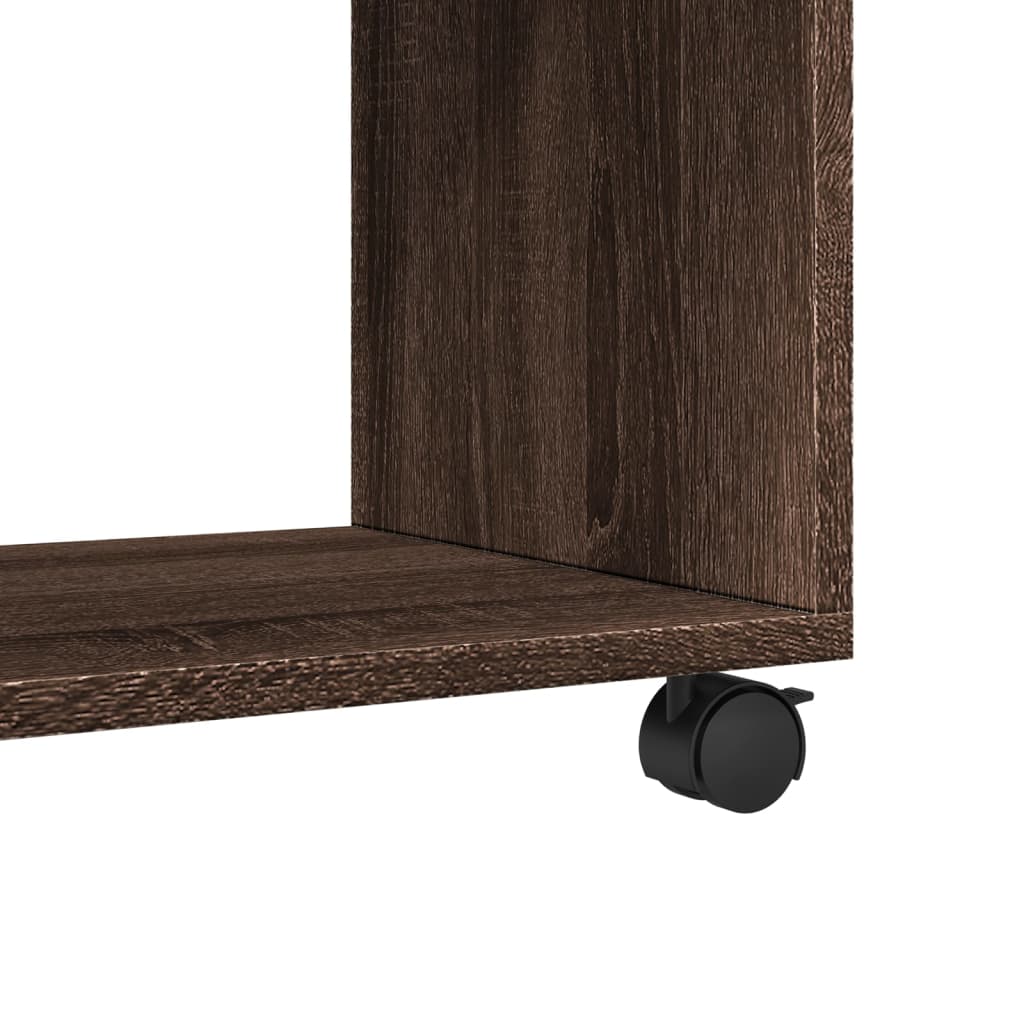 Cabinet with wheels brown oak 72x33x42.5 cm engineered wood