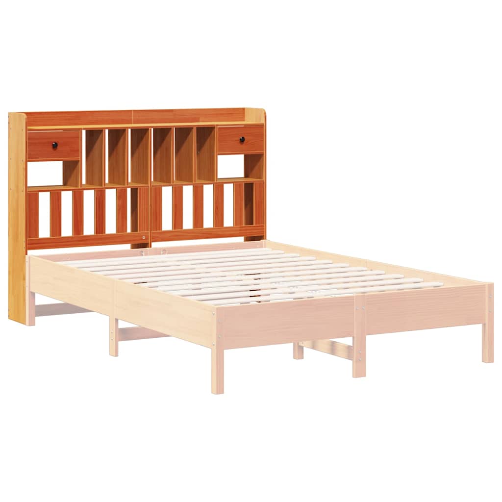 Headboard with storage wax brown 150 cm solid pine