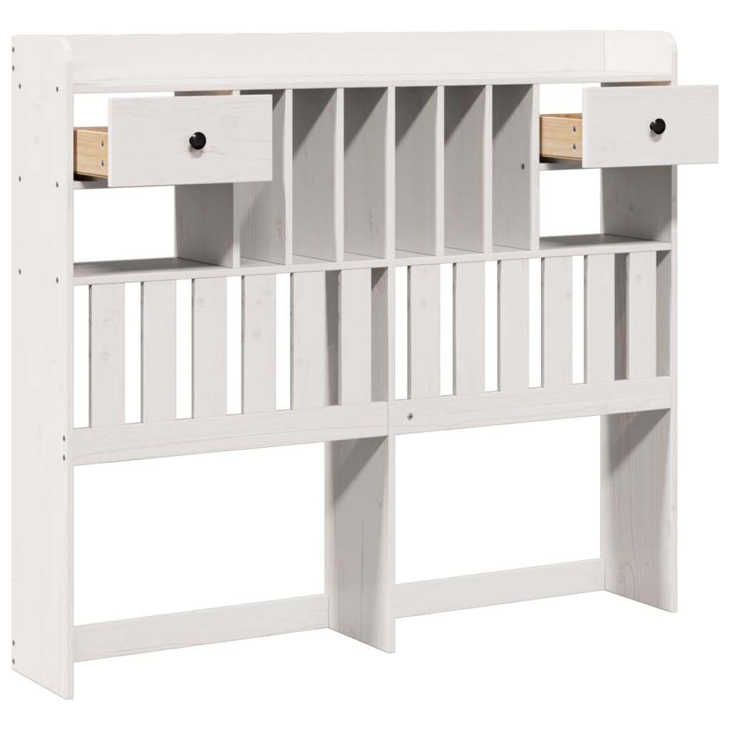 Headboard with storage white 135 cm solid pine