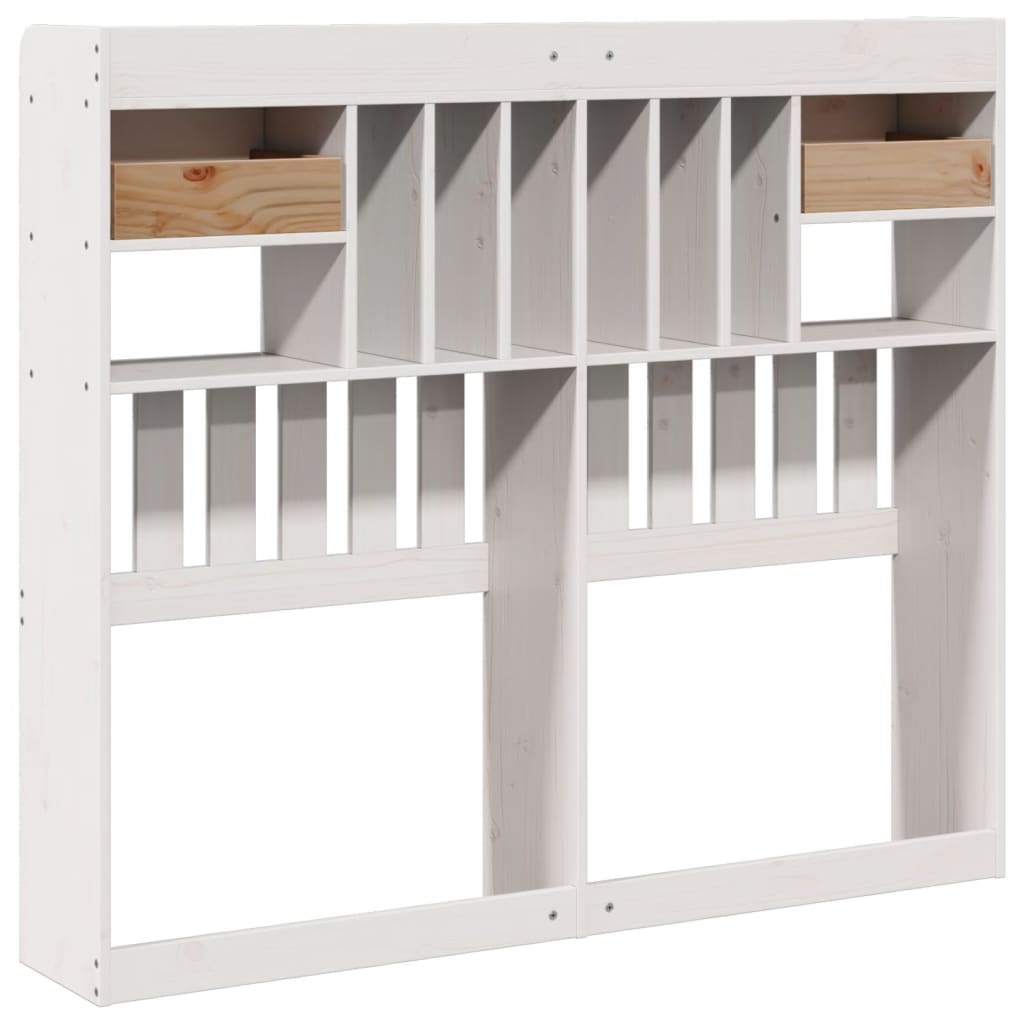 Headboard with storage white 135 cm solid pine
