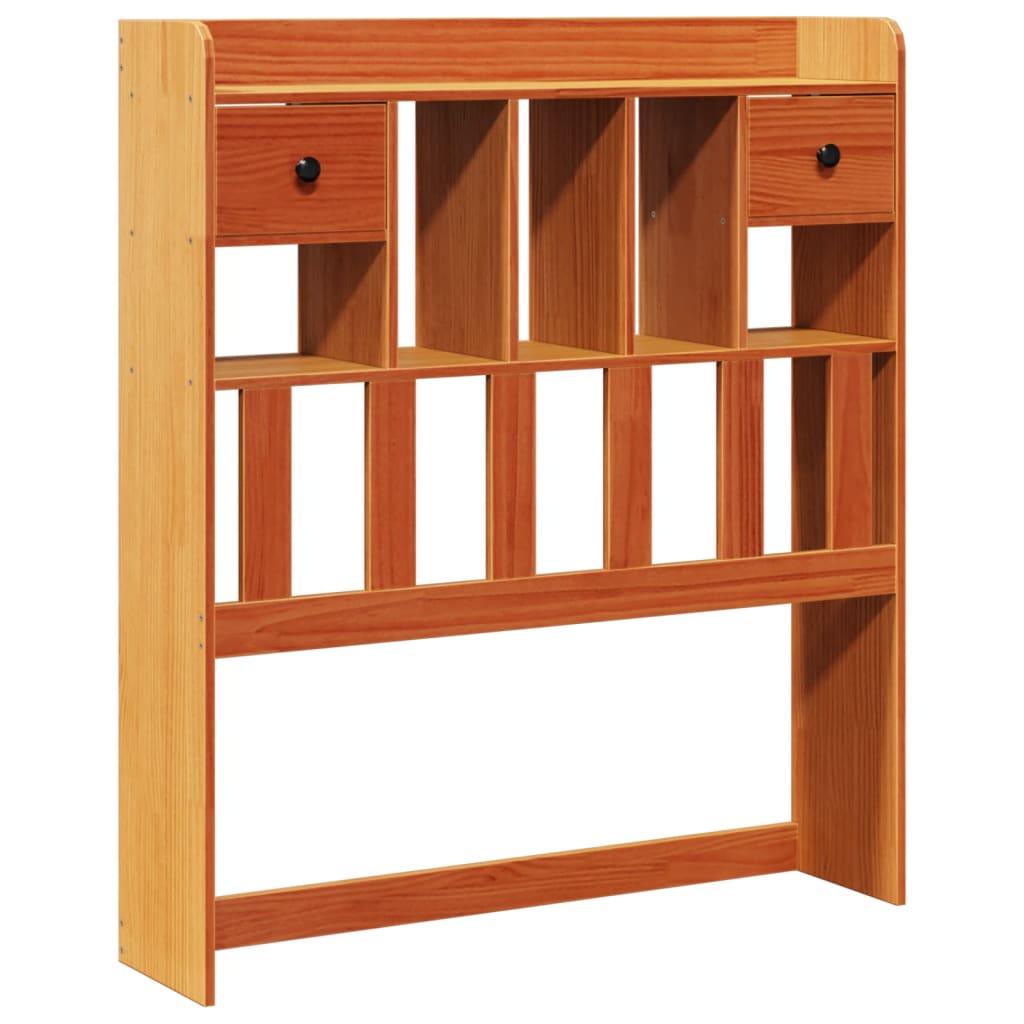 Headboard with storage wax brown 100 cm solid pine