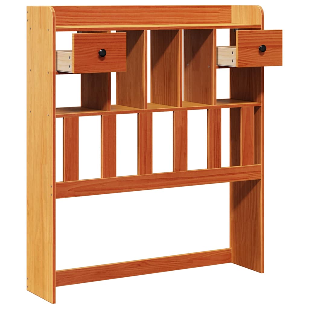 Headboard with storage wax brown 100 cm solid pine