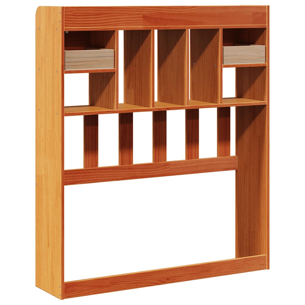 Headboard with storage wax brown 100 cm solid pine
