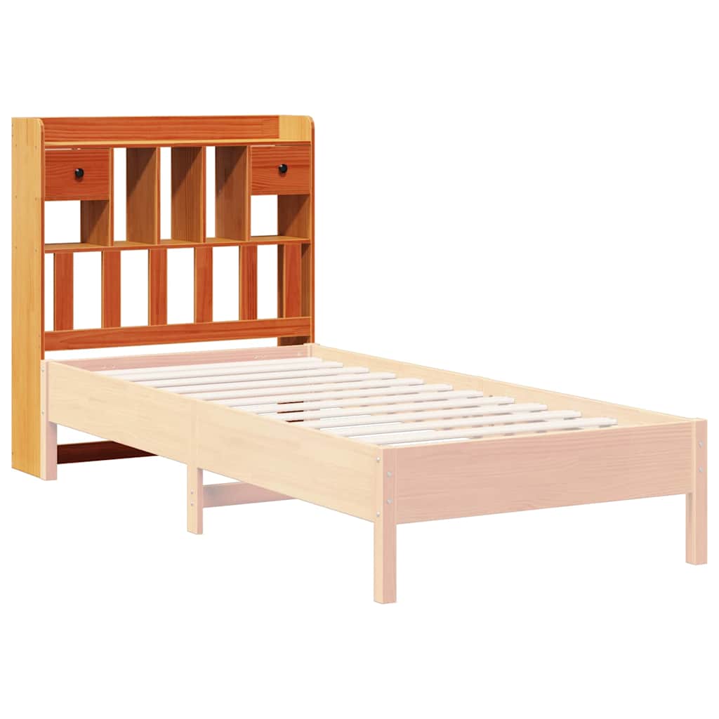 Headboard with storage wax brown 100 cm solid pine
