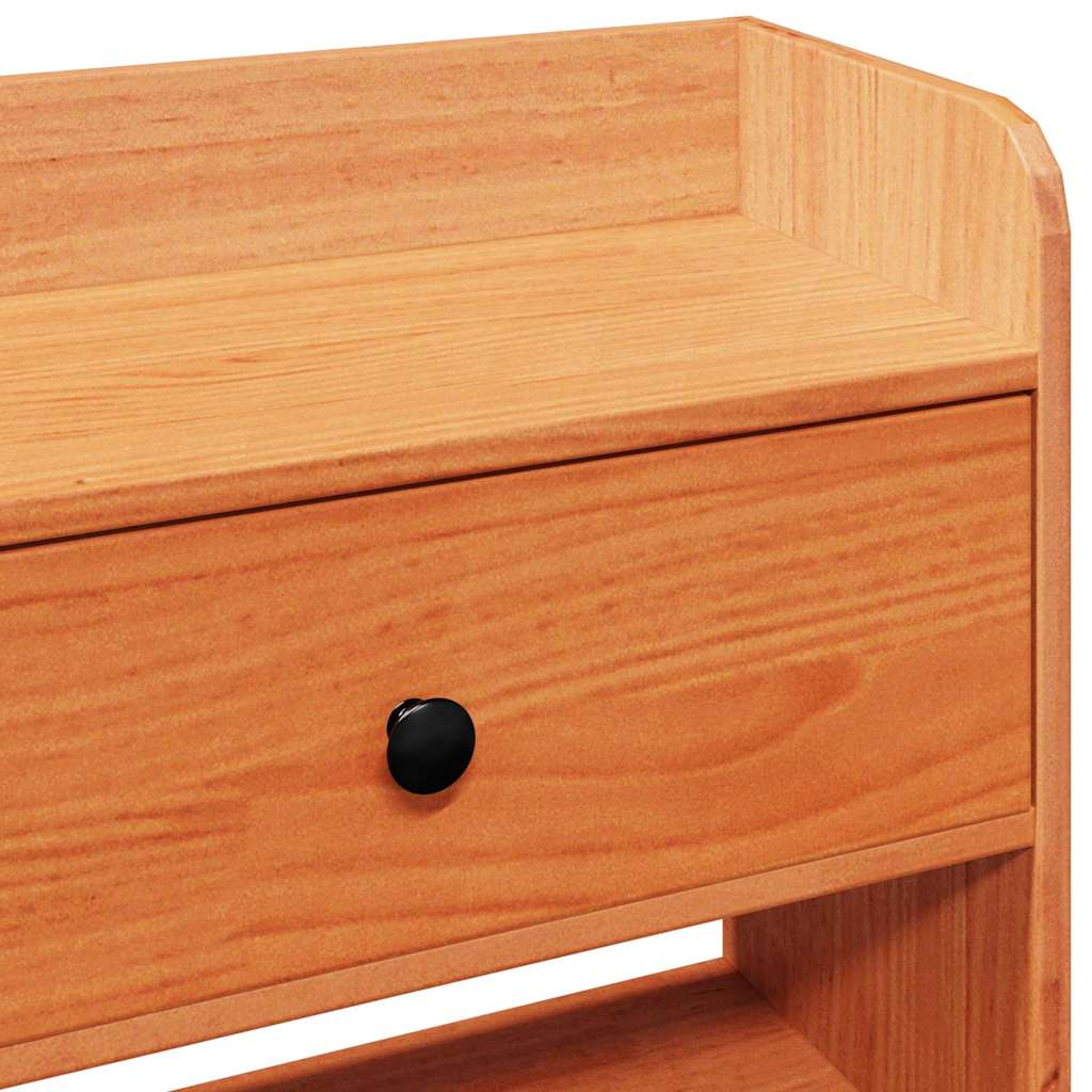 Headboard with storage wax brown 100 cm solid pine