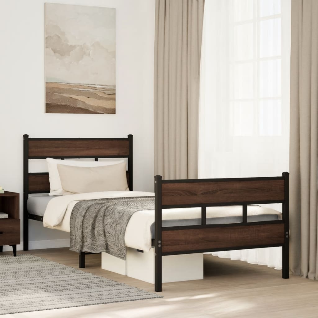 Bed frame without mattress with headboard and footboard 90x200 cm