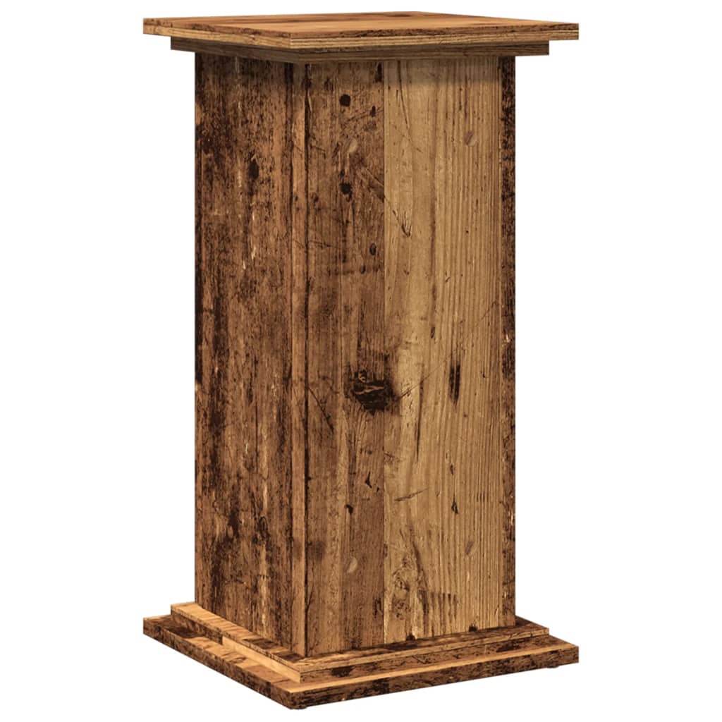 Piedestal med förvaring åldrat trä 31x30x60 cm konstruerat trä