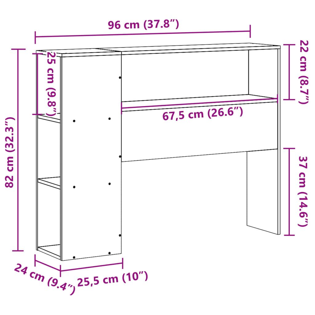 Huvudgavel med förvaring vit 90 cm massiv furu