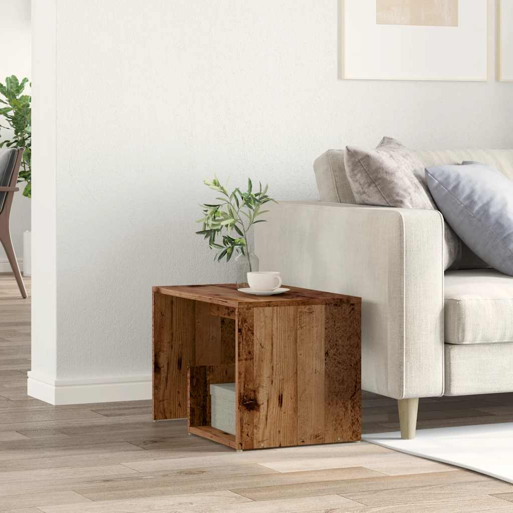 Side table aged wood 59x36x38 cm engineered wood