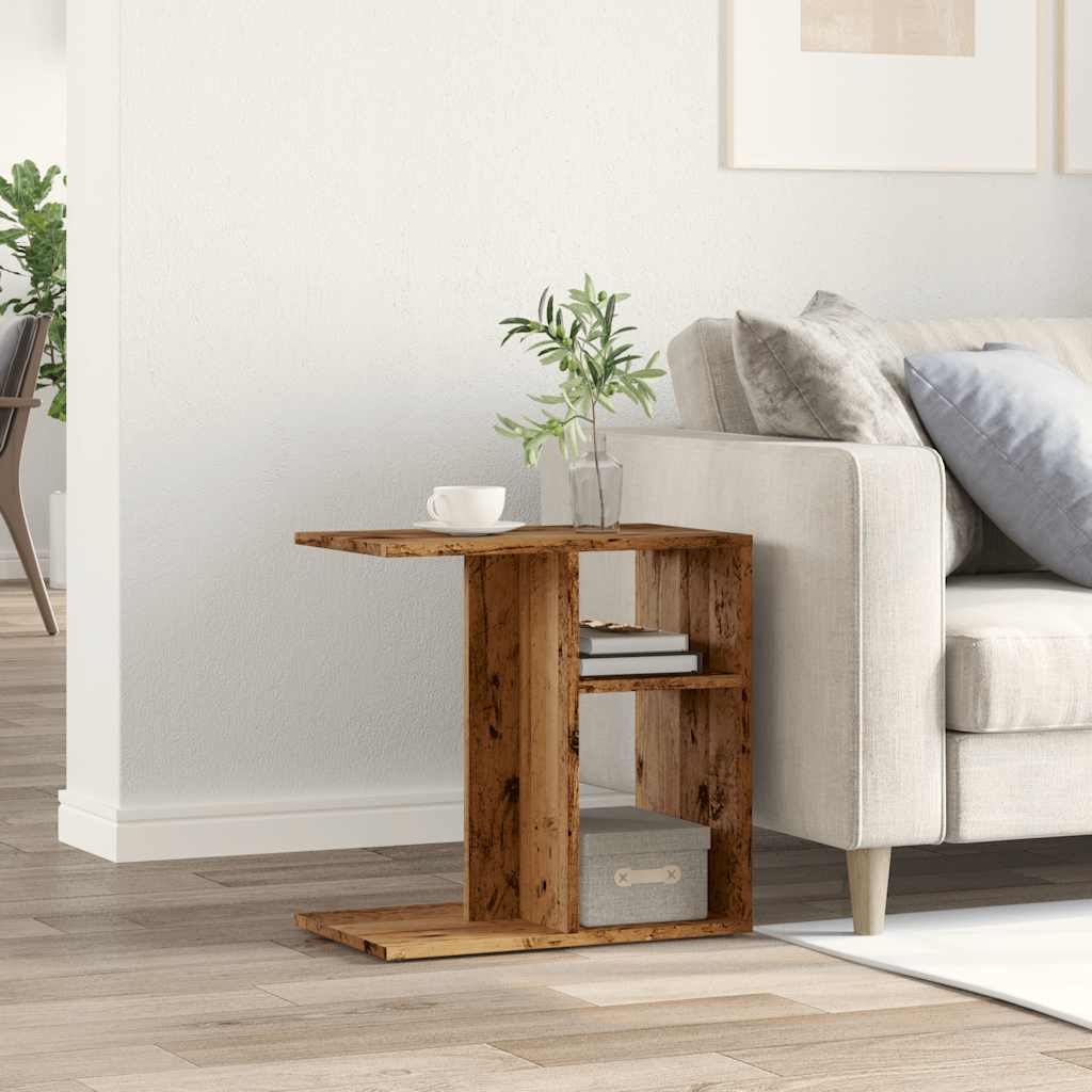 Side table aged wood 50x30x50 cm engineered wood