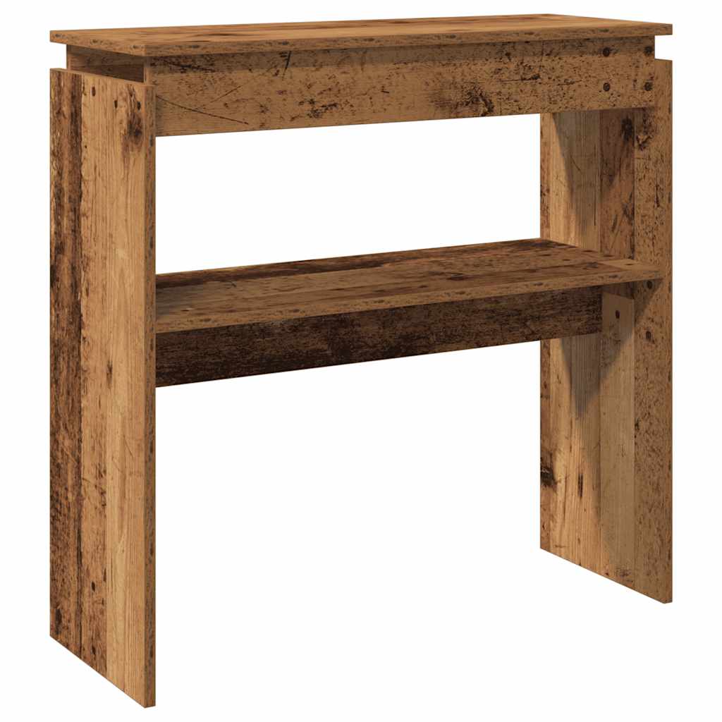 Console table aged wood 80x30x80 cm engineered wood